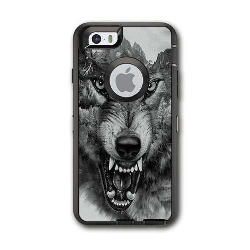  Angry Wolf Growling Mountains Otterbox Defender iPhone 6 Skin