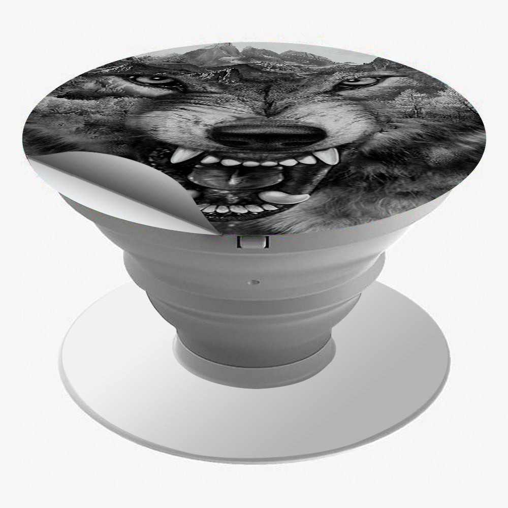  Angry Wolf Growling Mountains Popsocket Pop Socket Skin
