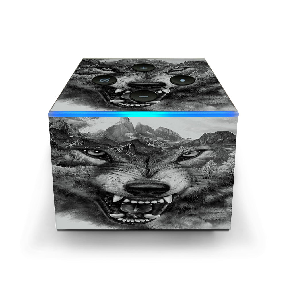  Angry Wolf Growling Mountains Amazon Fire TV Cube Skin