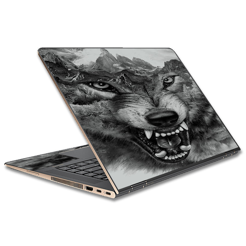  Angry Wolf Growling Mountains HP Spectre x360 15t Skin