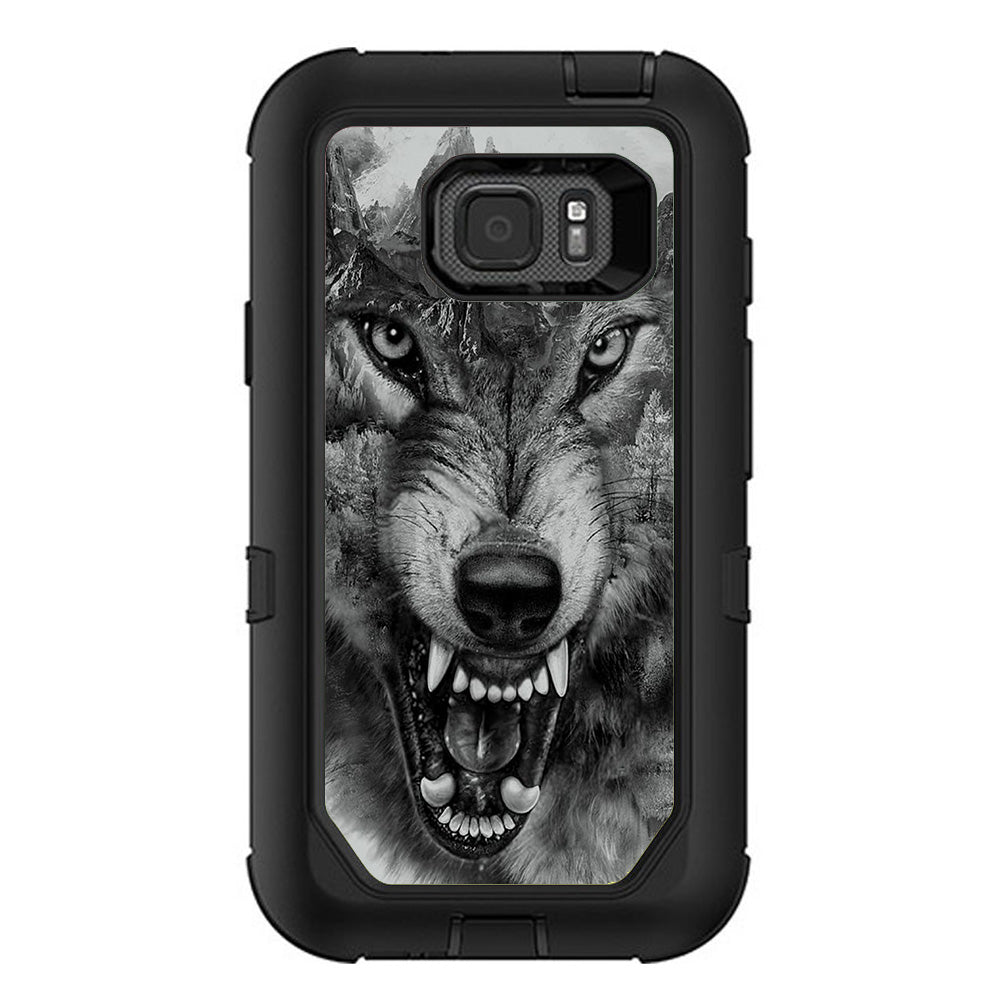  Angry Wolf Growling Mountains Otterbox Defender Samsung Galaxy S7 Active Skin