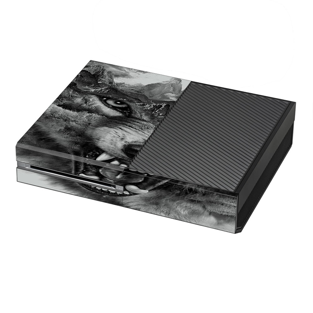  Angry Wolf Growling Mountains Microsoft Xbox One Skin