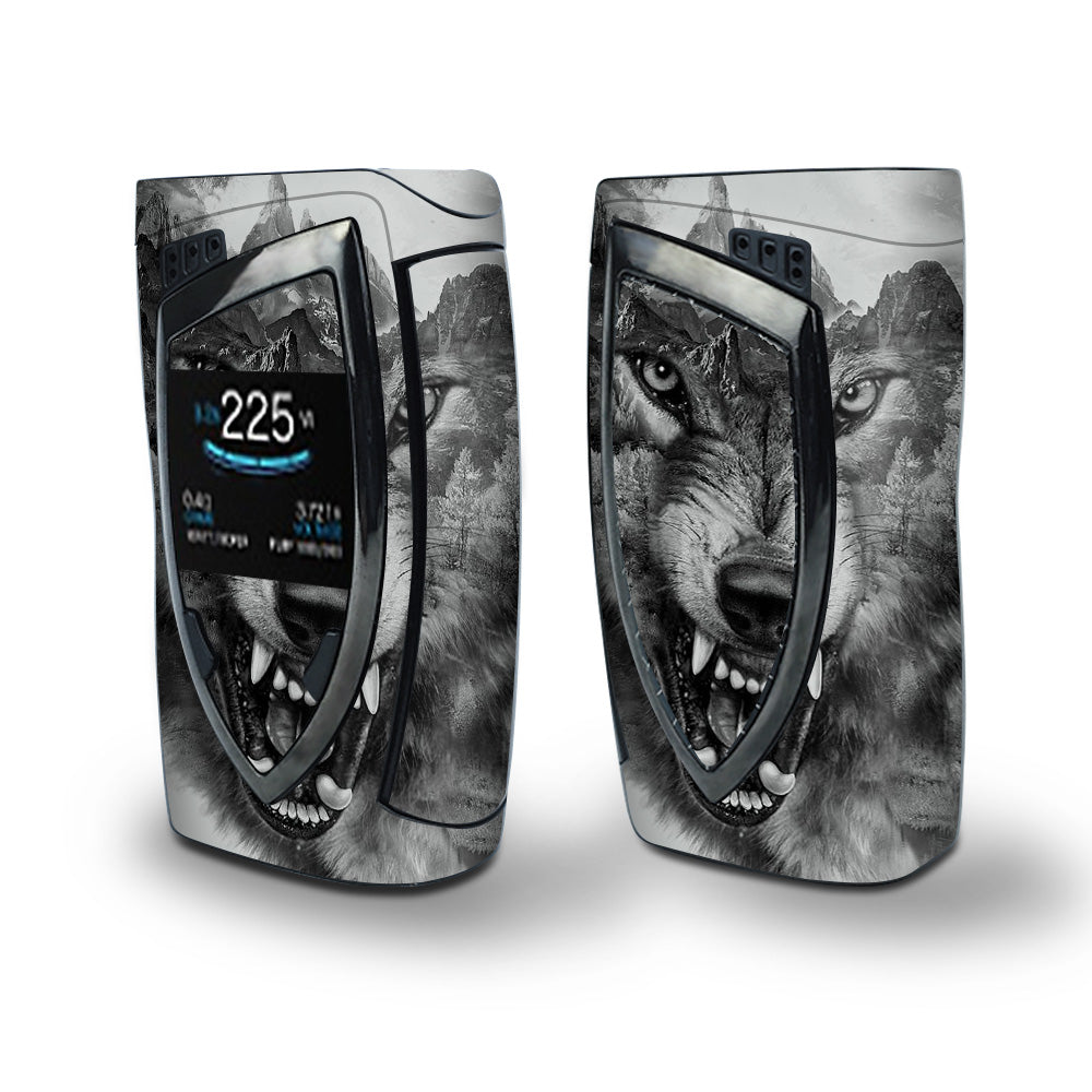 Skin Decal Vinyl Wrap for Smok Devilkin Kit 225w Vape (includes TFV12 Prince Tank Skins) skins cover/ Angry Wolf Growling Mountains