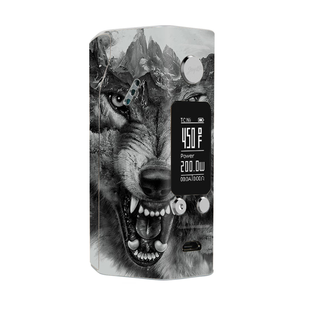  Angry Wolf Growling Mountains Wismec Reuleaux RX200S Skin