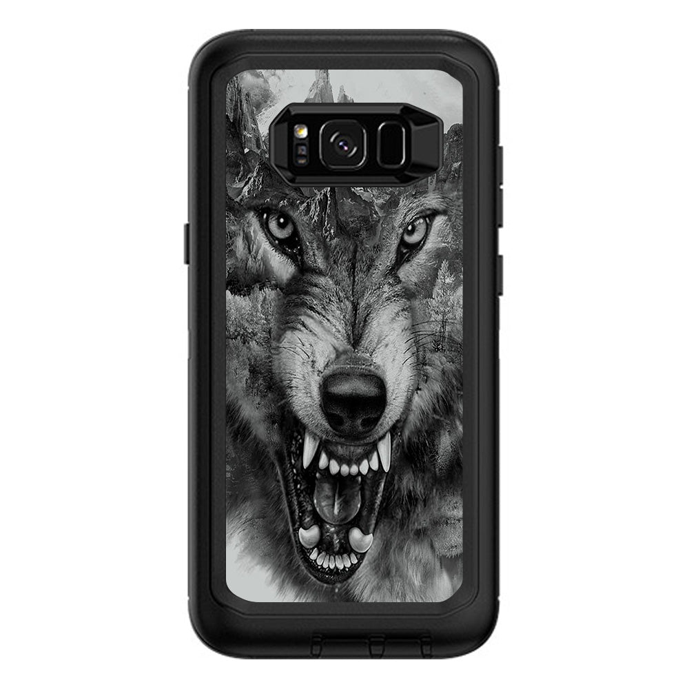  Angry Wolf Growling Mountains Otterbox Defender Samsung Galaxy S8 Plus Skin