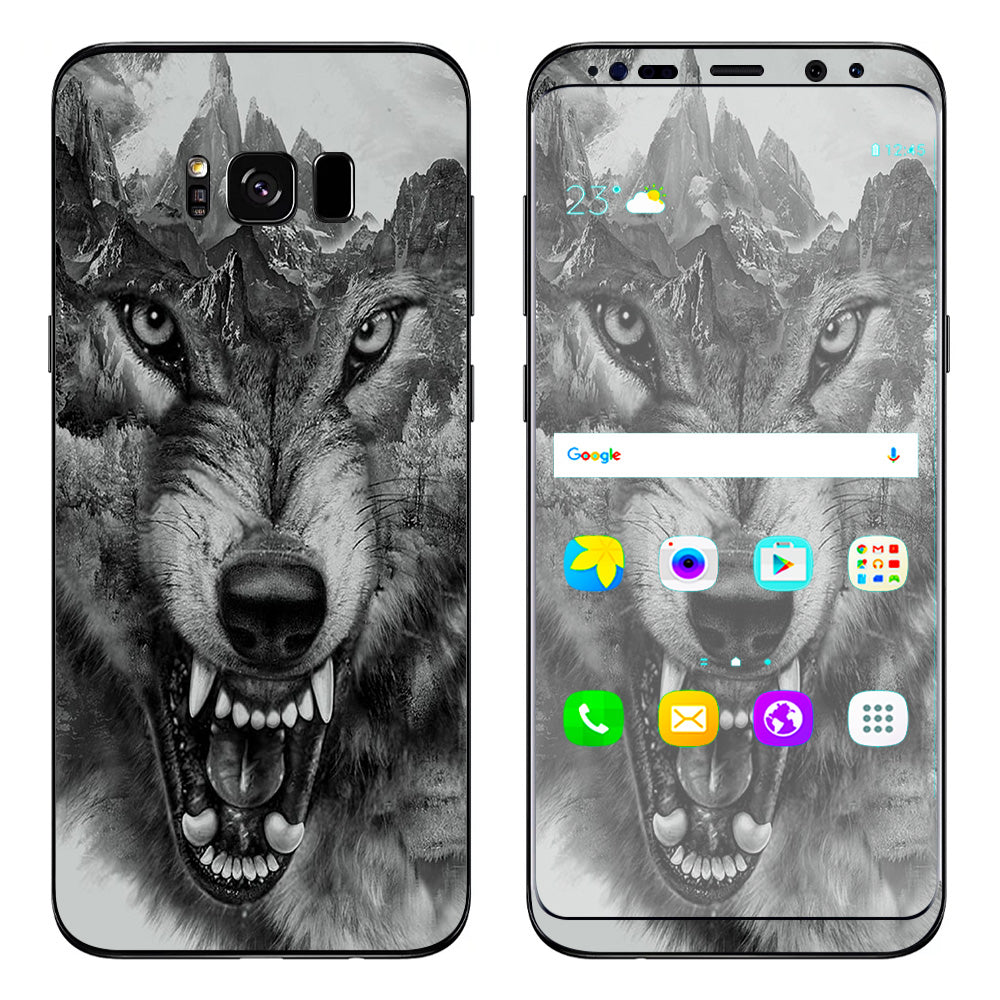  Angry Wolf Growling Mountains Samsung Galaxy S8 Plus Skin