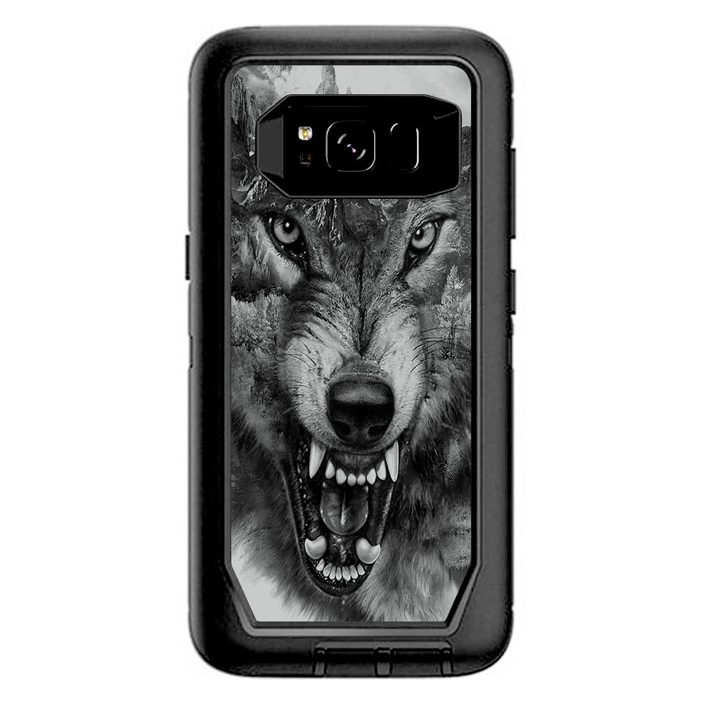 Angry Wolf Growling Mountains Otterbox Defender Samsung Galaxy S8 Skin