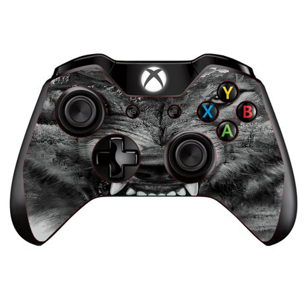  Angry Wolf Growling Mountains Microsoft Xbox One Controller Skin