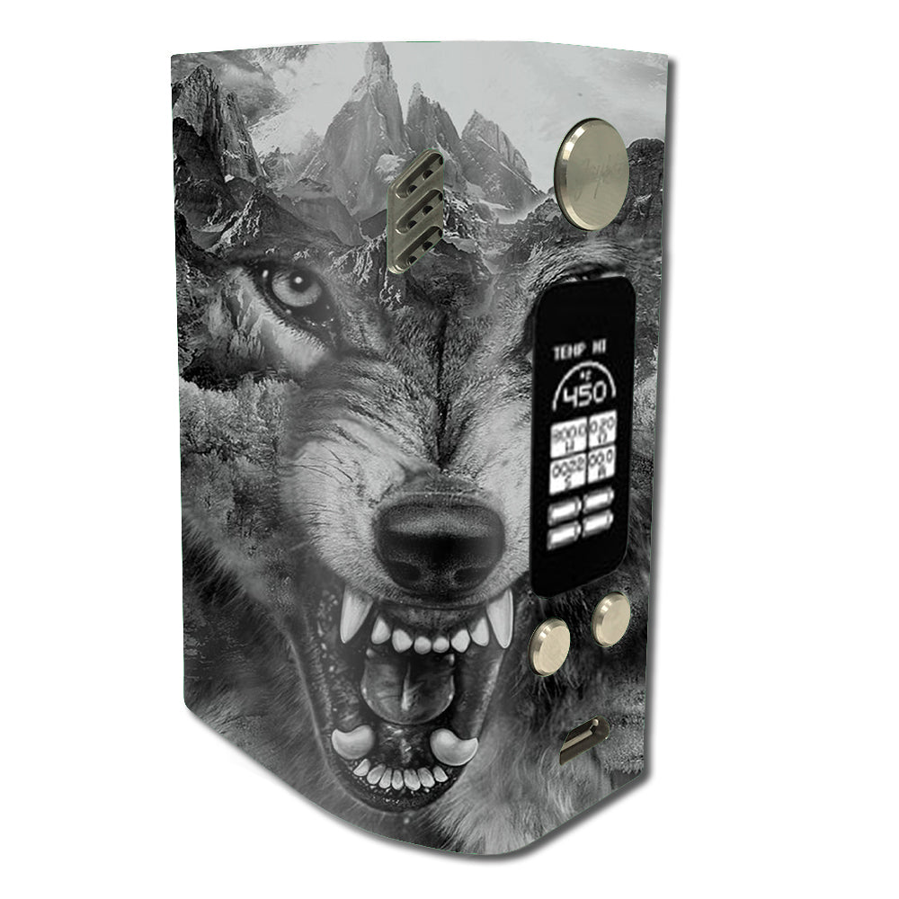  Angry Wolf Growling Mountains Wismec Reuleaux RX300 Skin