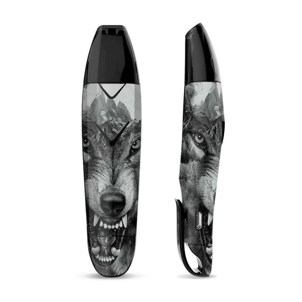 Skin Decal Vinyl Wrap for Suorin Vagon  Vape / Angry Wolf Growling Mountains