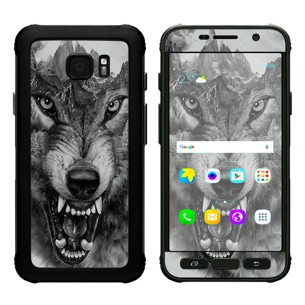  Angry Wolf Growling Mountains Samsung Galaxy S7 Active Skin