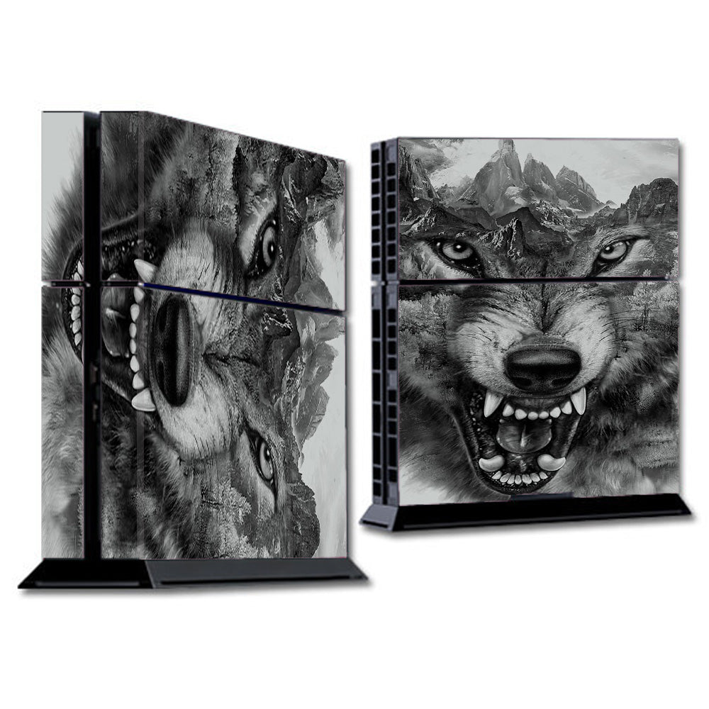  Angry Wolf Growling Mountains Sony Playstation PS4 Skin