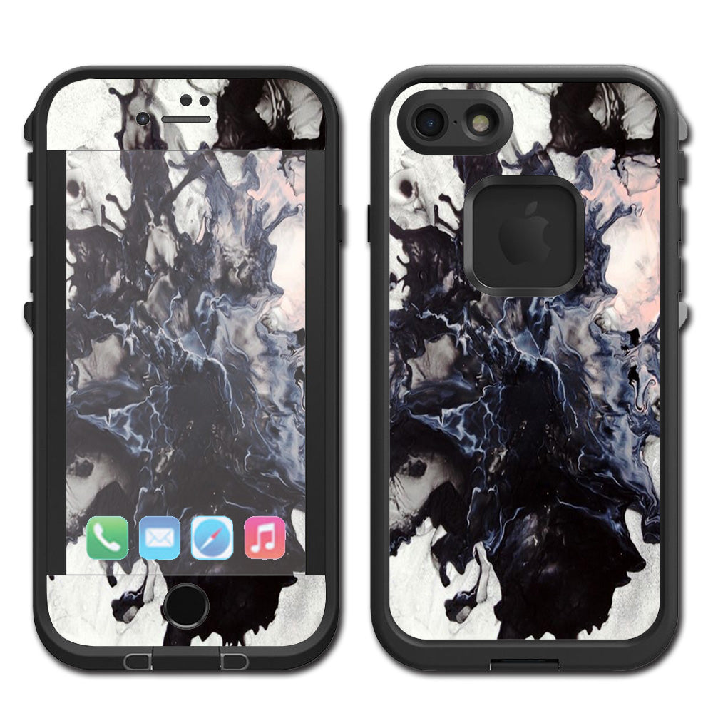  Black White Swirls Marble Granite Lifeproof Fre iPhone 7 or iPhone 8 Skin