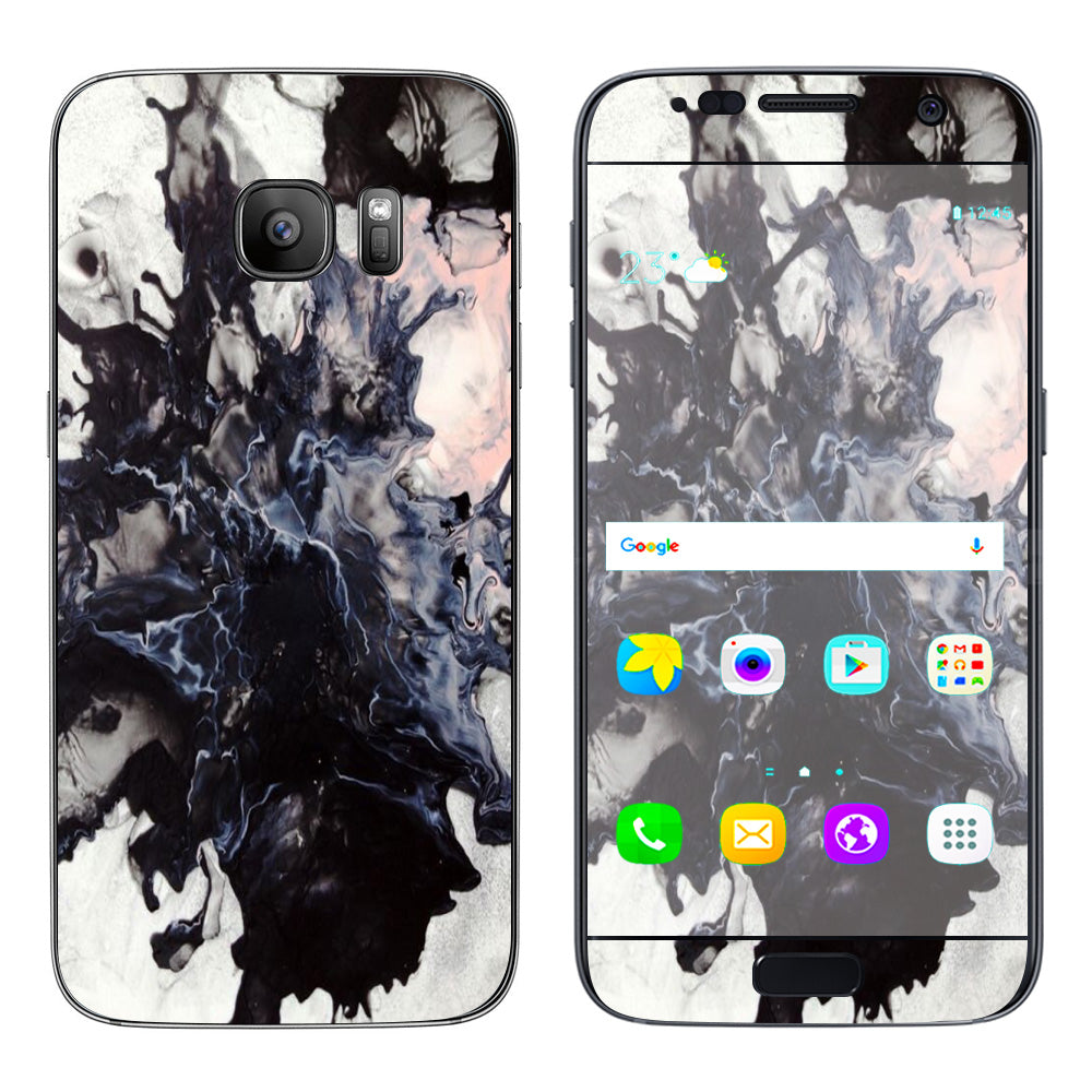  Black White Swirls Marble Granite Samsung Galaxy S7 Skin