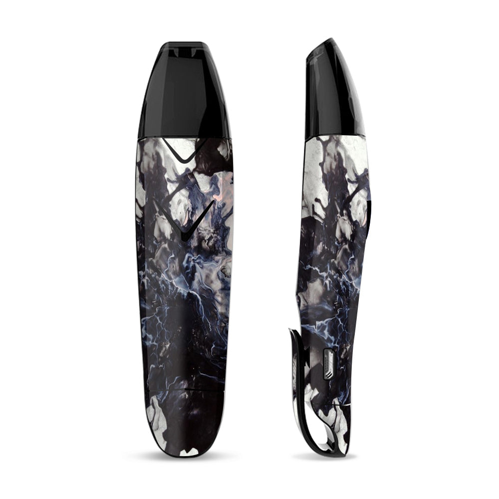 Skin Decal for Suorin Vagon  Vape / Black White Swirls Marble Granite