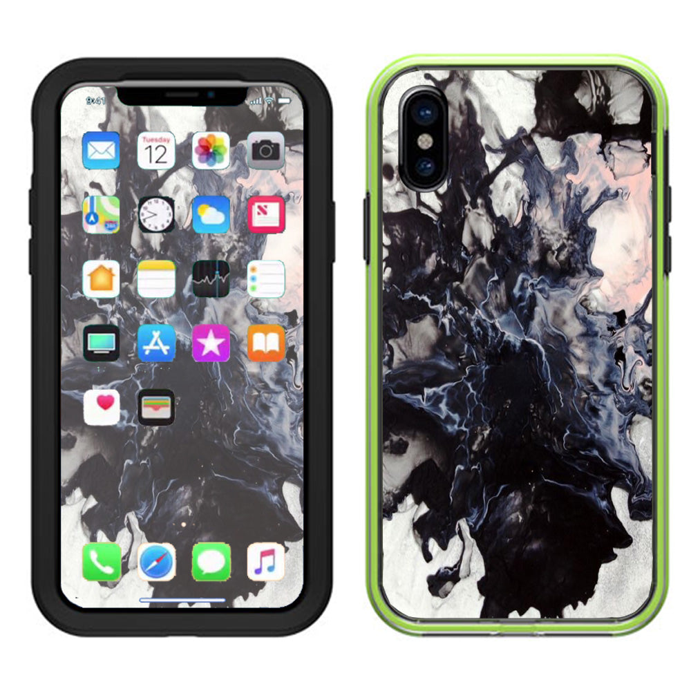  Black White Swirls Marble Granite Lifeproof Slam Case iPhone X Skin