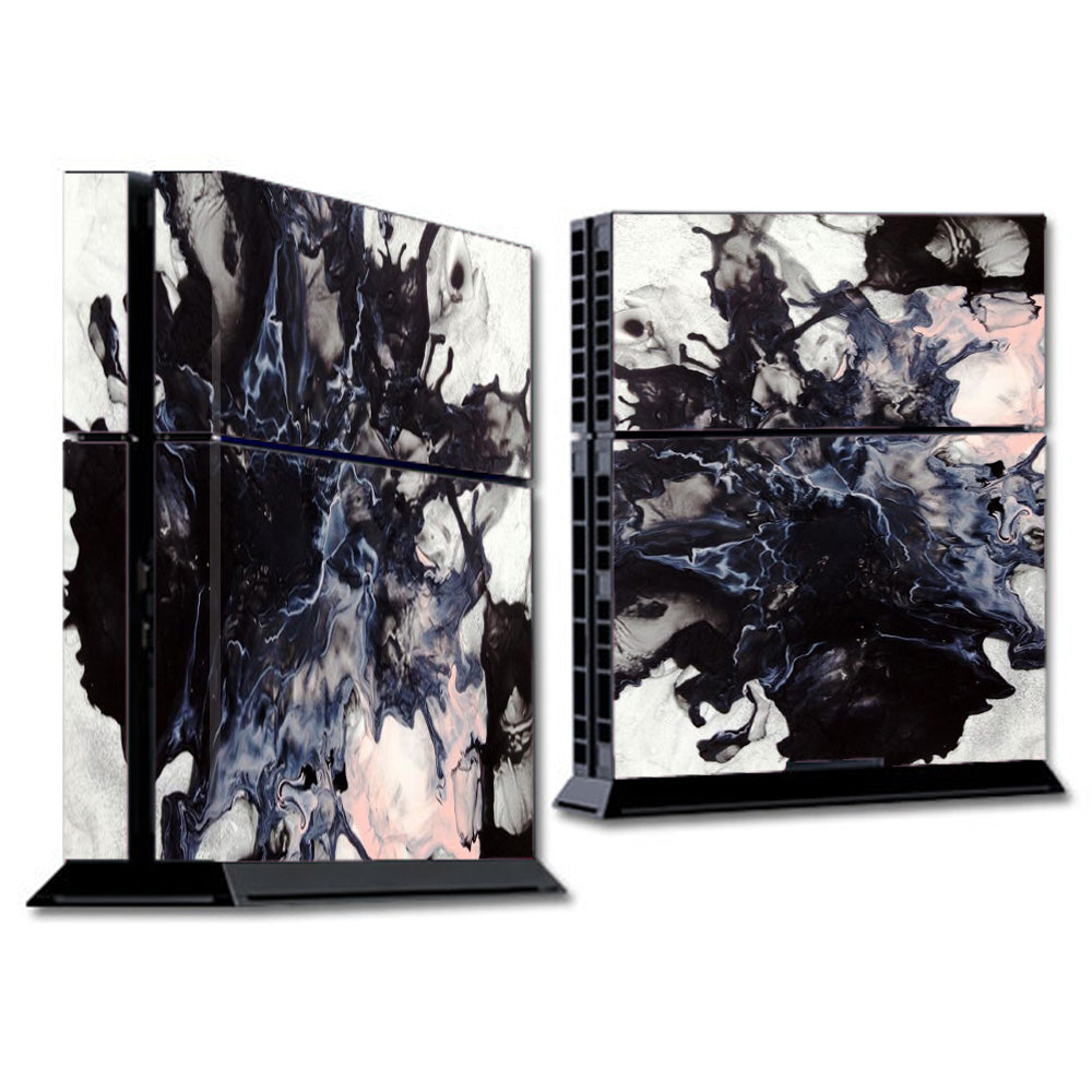  Black White Swirls Marble Granite Sony Playstation PS4 Skin