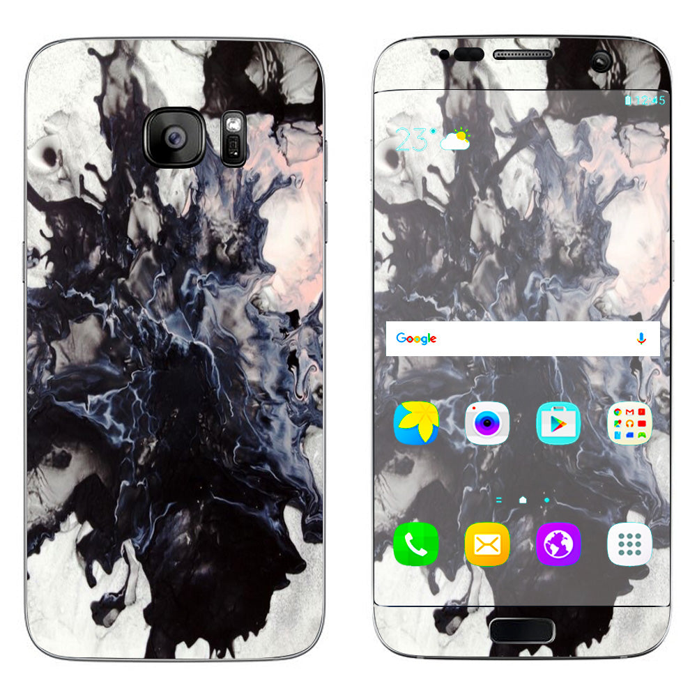  Black White Swirls Marble Granite Samsung Galaxy S7 Edge Skin