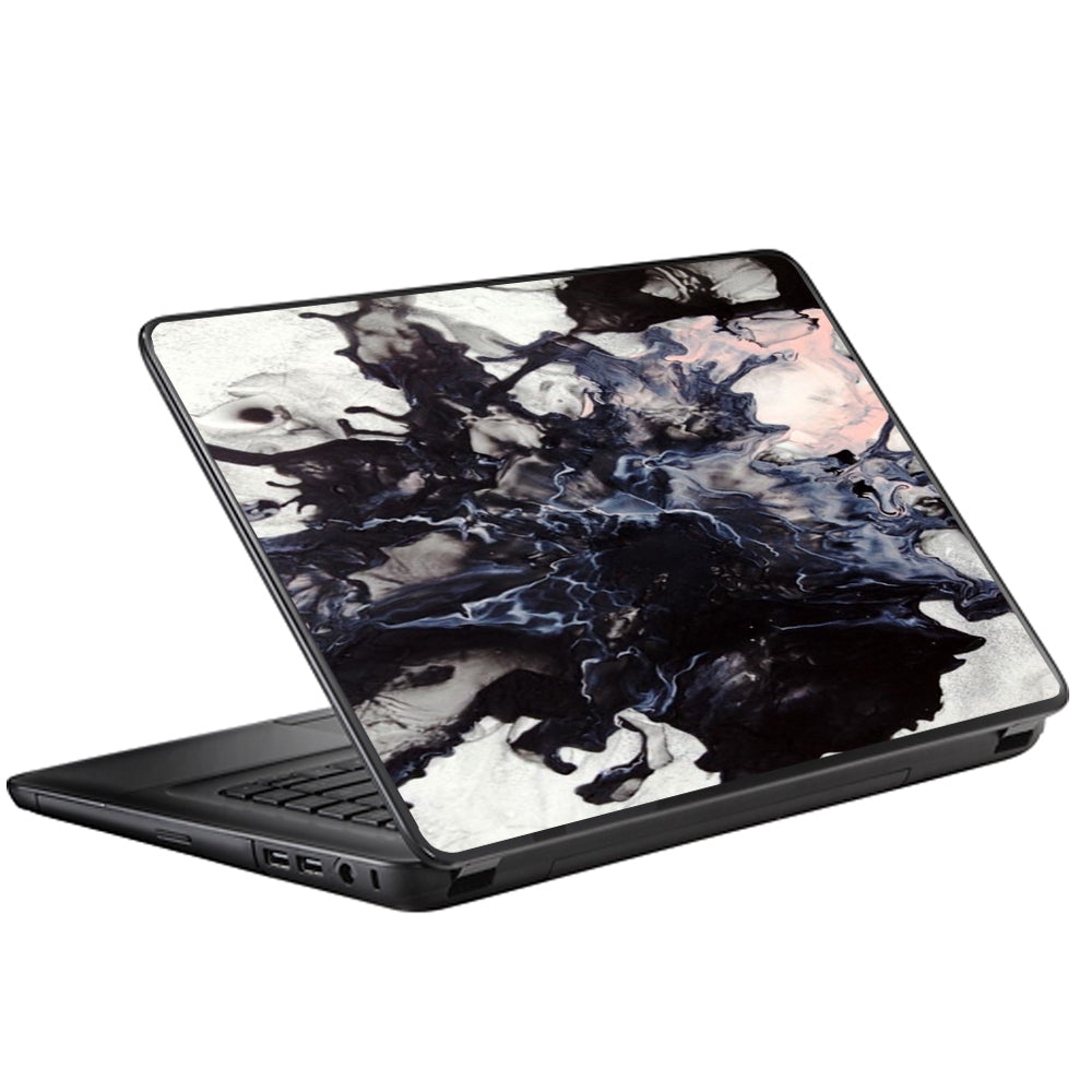  Black White Swirls Marble Granite Universal 13 to 16 inch wide laptop Skin
