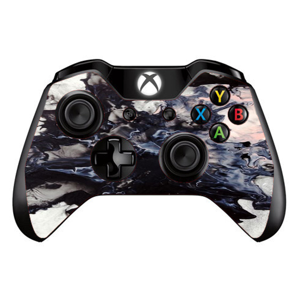  Black White Swirls Marble Granite Microsoft Xbox One Controller Skin