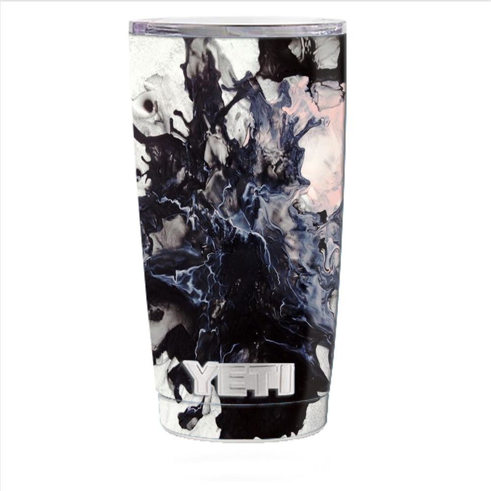  Black White Swirls Marble Granite Yeti 20oz Rambler Tumbler Skin