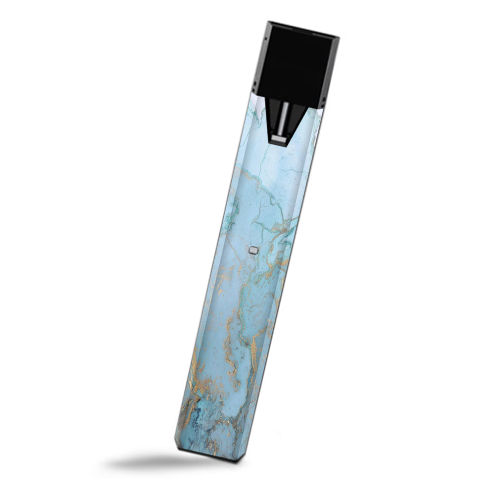  Teal Blue Gold White Marble Granite Smok Fit Ultra Portable Skin