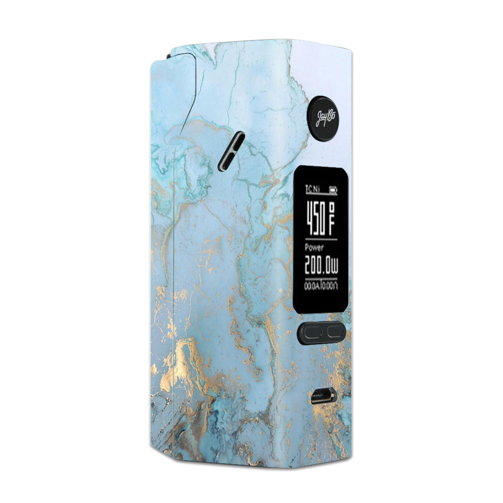  Teal Blue Gold White Marble Granite Wismec Reuleaux RX 2/3 combo kit Skin