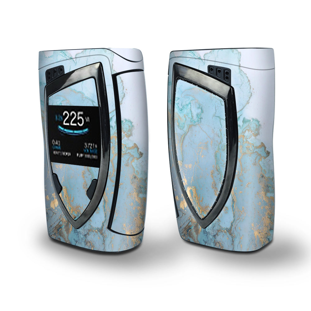 Skin Decal Vinyl Wrap for Smok Devilkin Kit 225w (includes TFV12 Prince Tank Skins) Vape Skins Stickers Cover / Teal Blue Gold White Marble Granite