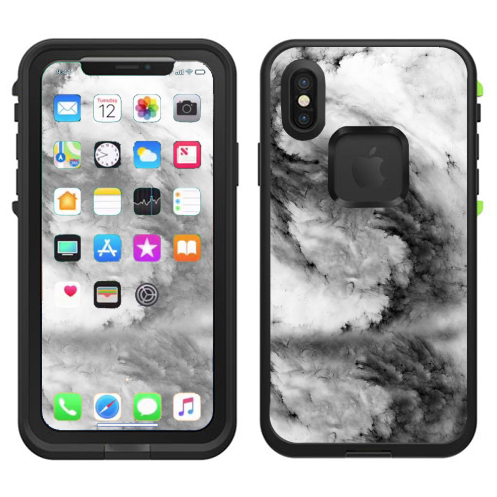  Black White Swirls Marble Granite Lifeproof Fre Case iPhone X Skin