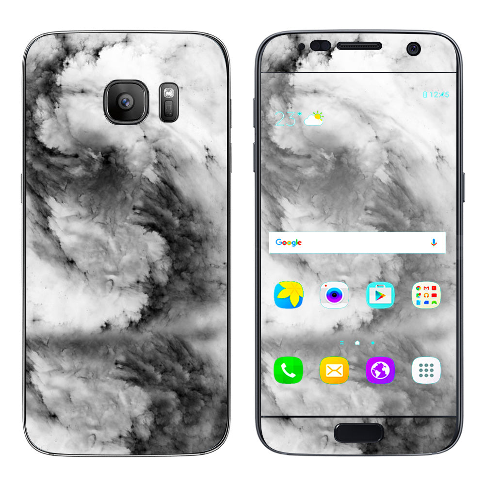  Black White Swirls Marble Granite Samsung Galaxy S7 Skin