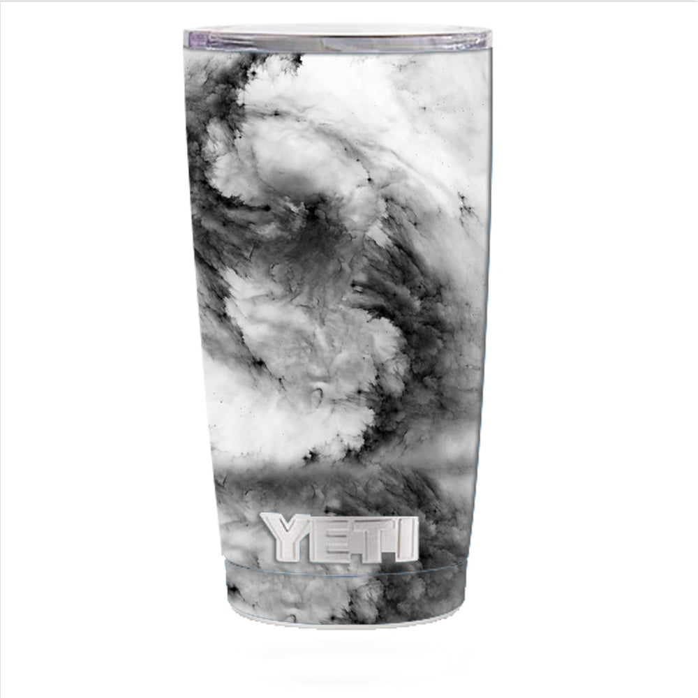  Black White Swirls Marble Granite Yeti 20oz Rambler Tumbler Skin