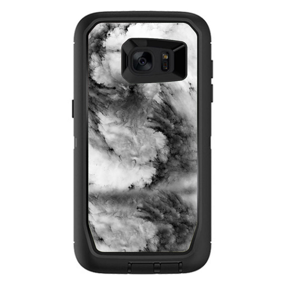  Black White Swirls Marble Granite Otterbox Defender Samsung Galaxy S7 Edge Skin