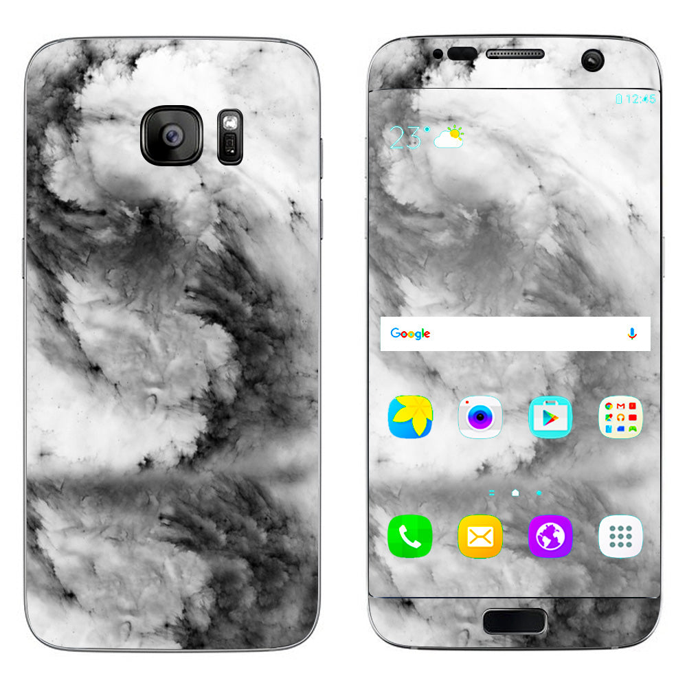  Black White Swirls Marble Granite Samsung Galaxy S7 Edge Skin
