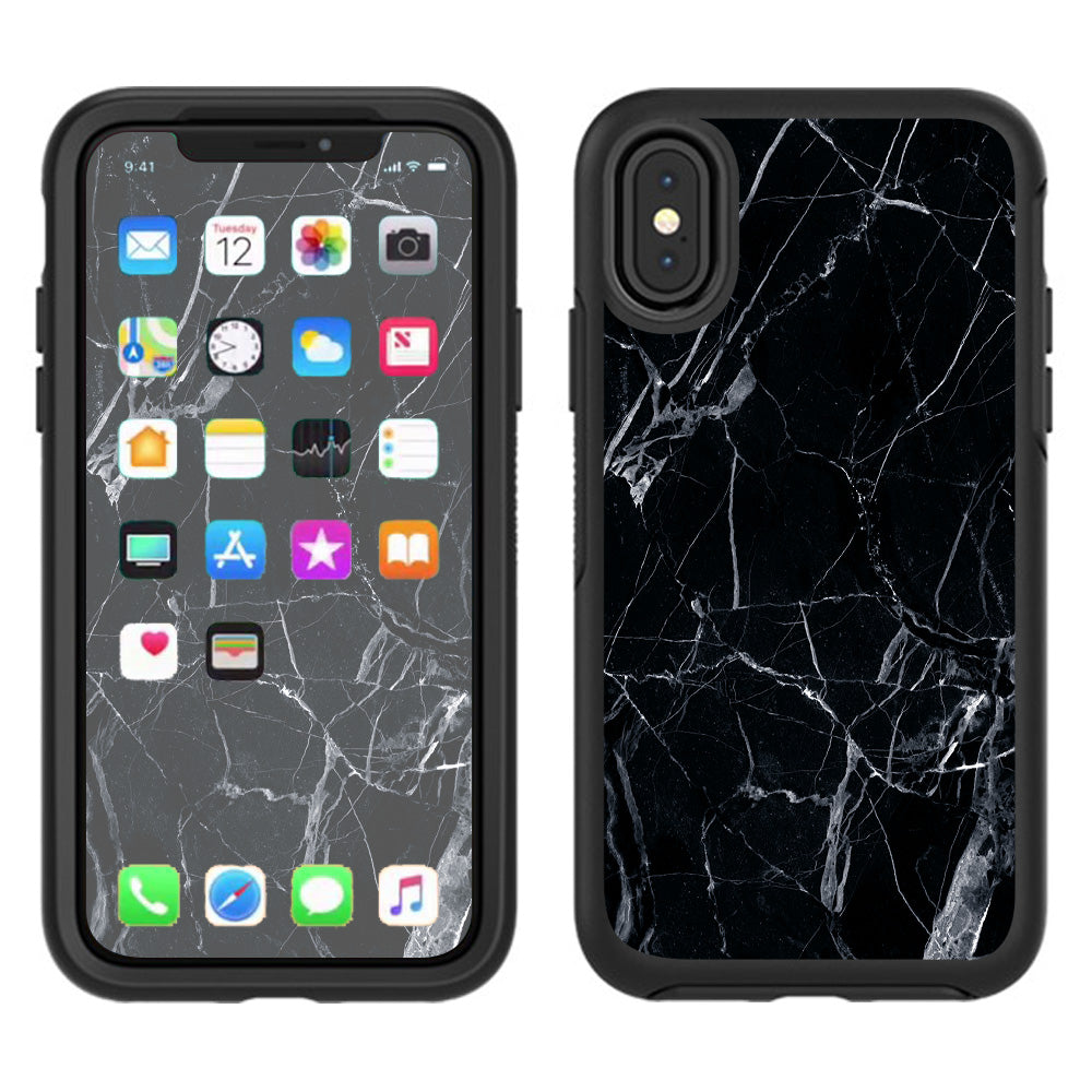  Black Marble Granite White Otterbox Defender Apple iPhone X Skin