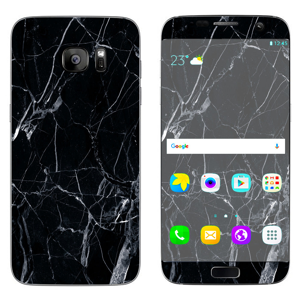  Black Marble Granite White Samsung Galaxy S7 Edge Skin
