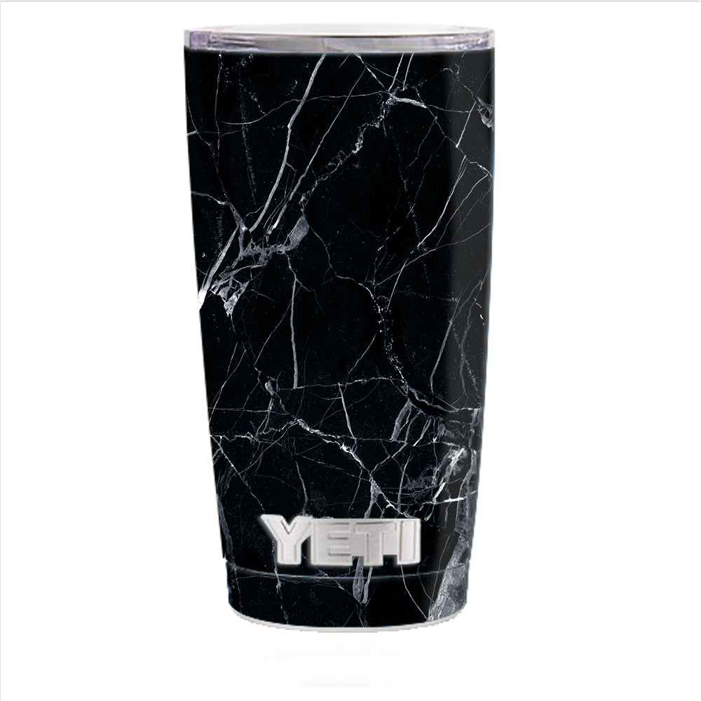  Black Marble Granite White Yeti 20oz Rambler Tumbler Skin