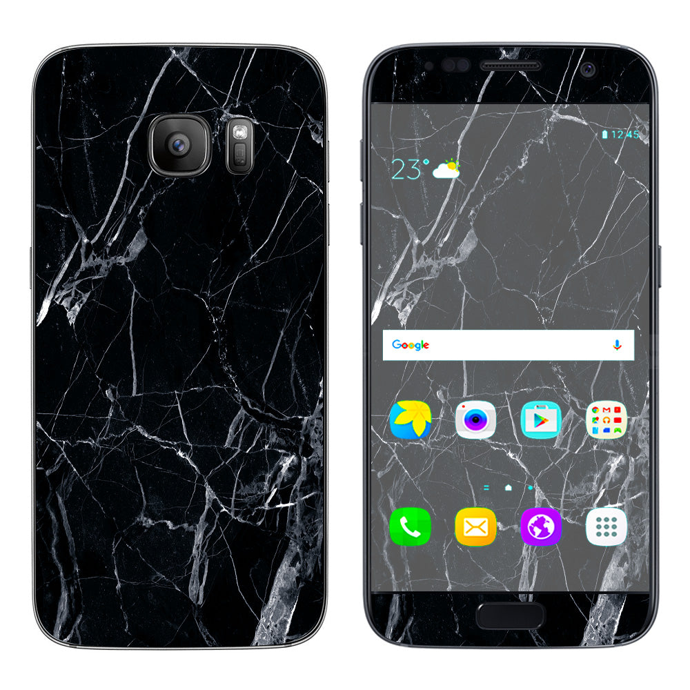  Black Marble Granite White Samsung Galaxy S7 Skin