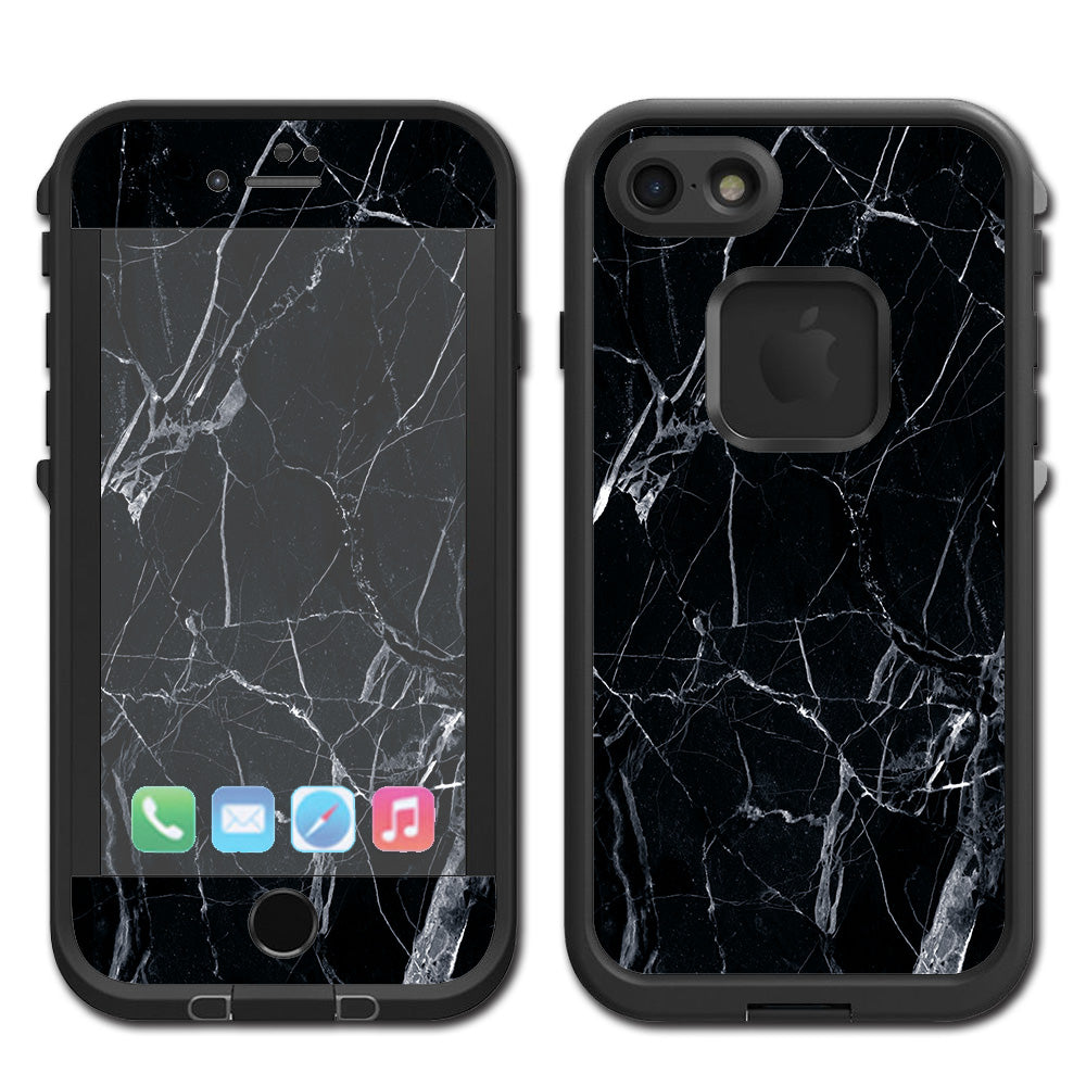  Black Marble Granite White Lifeproof Fre iPhone 7 or iPhone 8 Skin