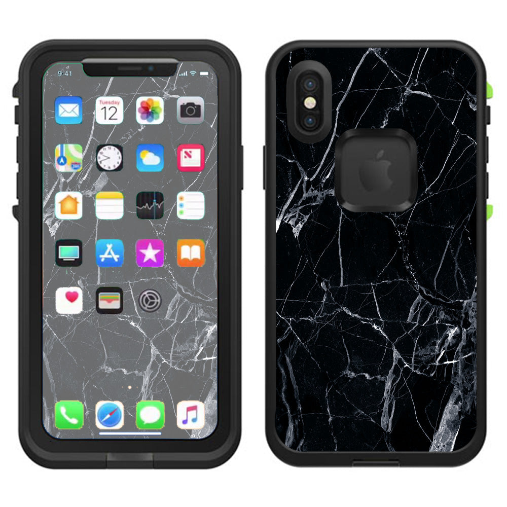  Black Marble Granite White Lifeproof Fre Case iPhone X Skin