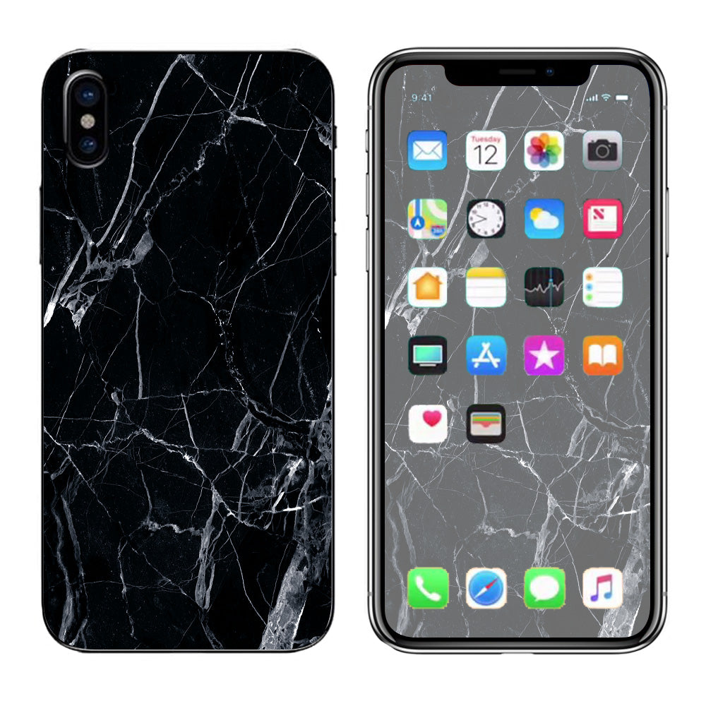  Black Marble Granite White Apple iPhone X Skin