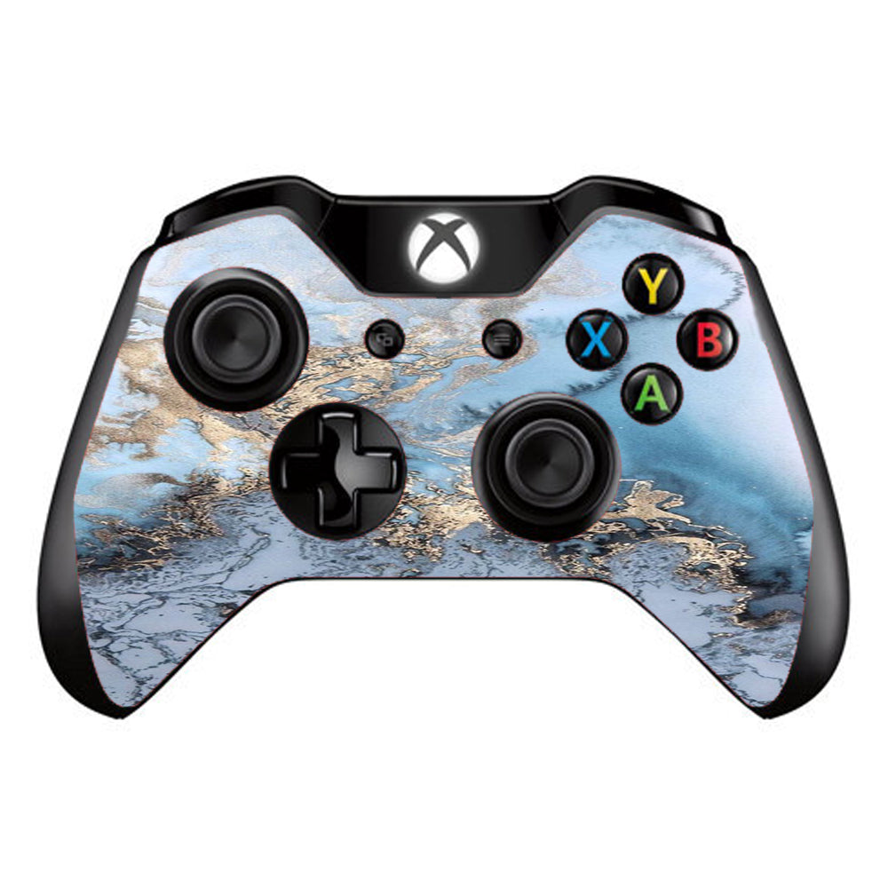  Blue Gold Grey Marble Pattern Clouds Microsoft Xbox One Controller Skin