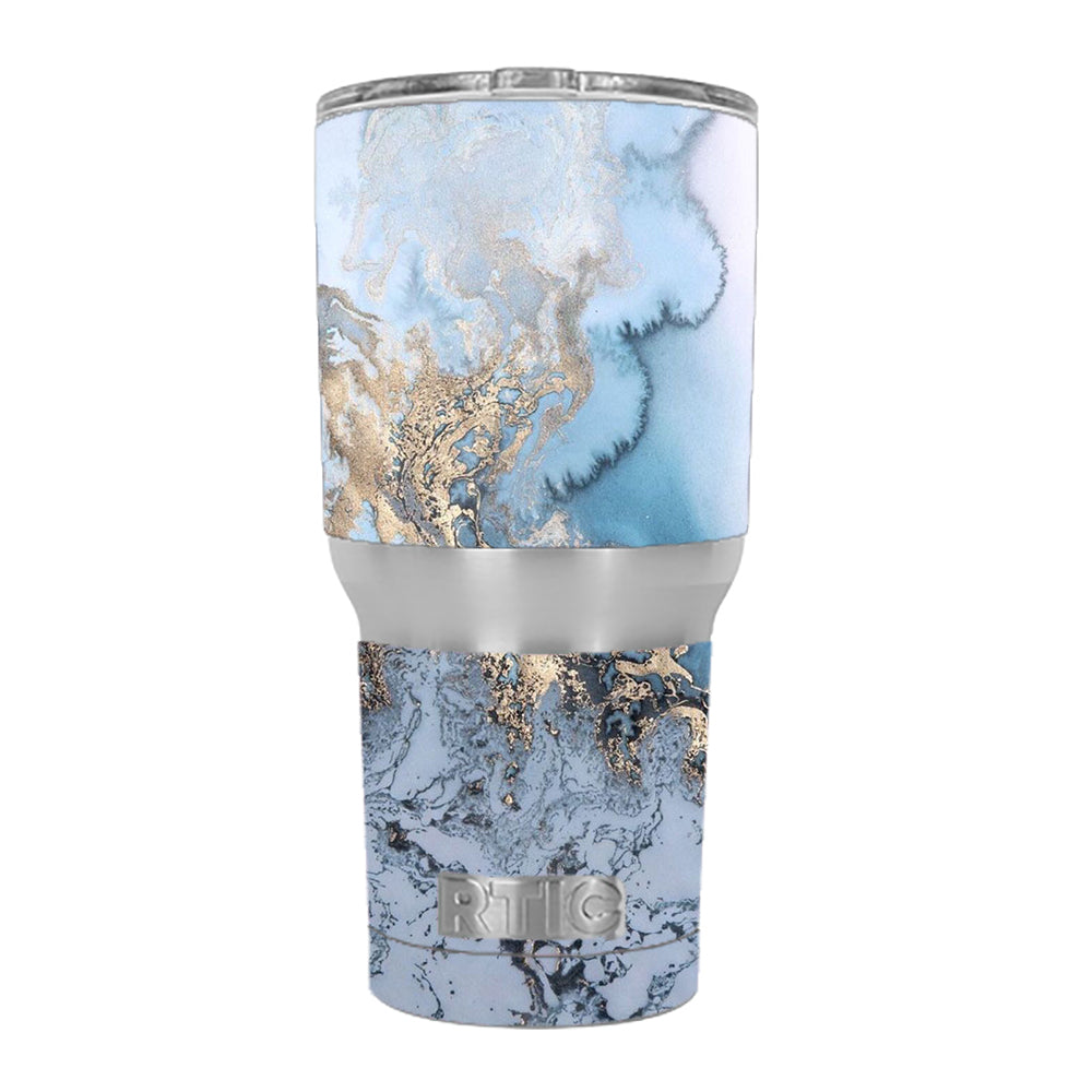  Blue Gold Grey Marble Pattern Clouds RTIC 30oz Tumbler Skin