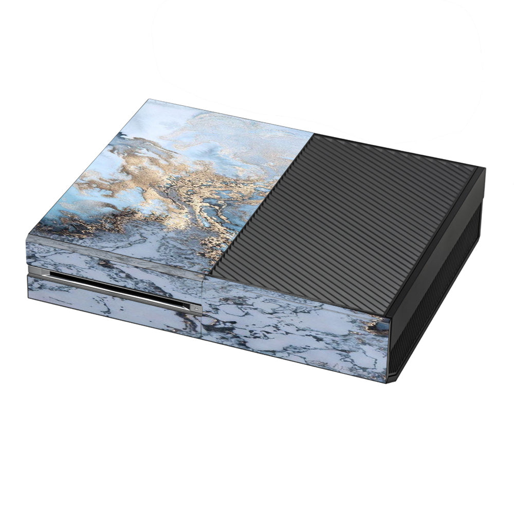  Blue Gold Grey Marble Pattern Clouds  Microsoft Xbox One Skin
