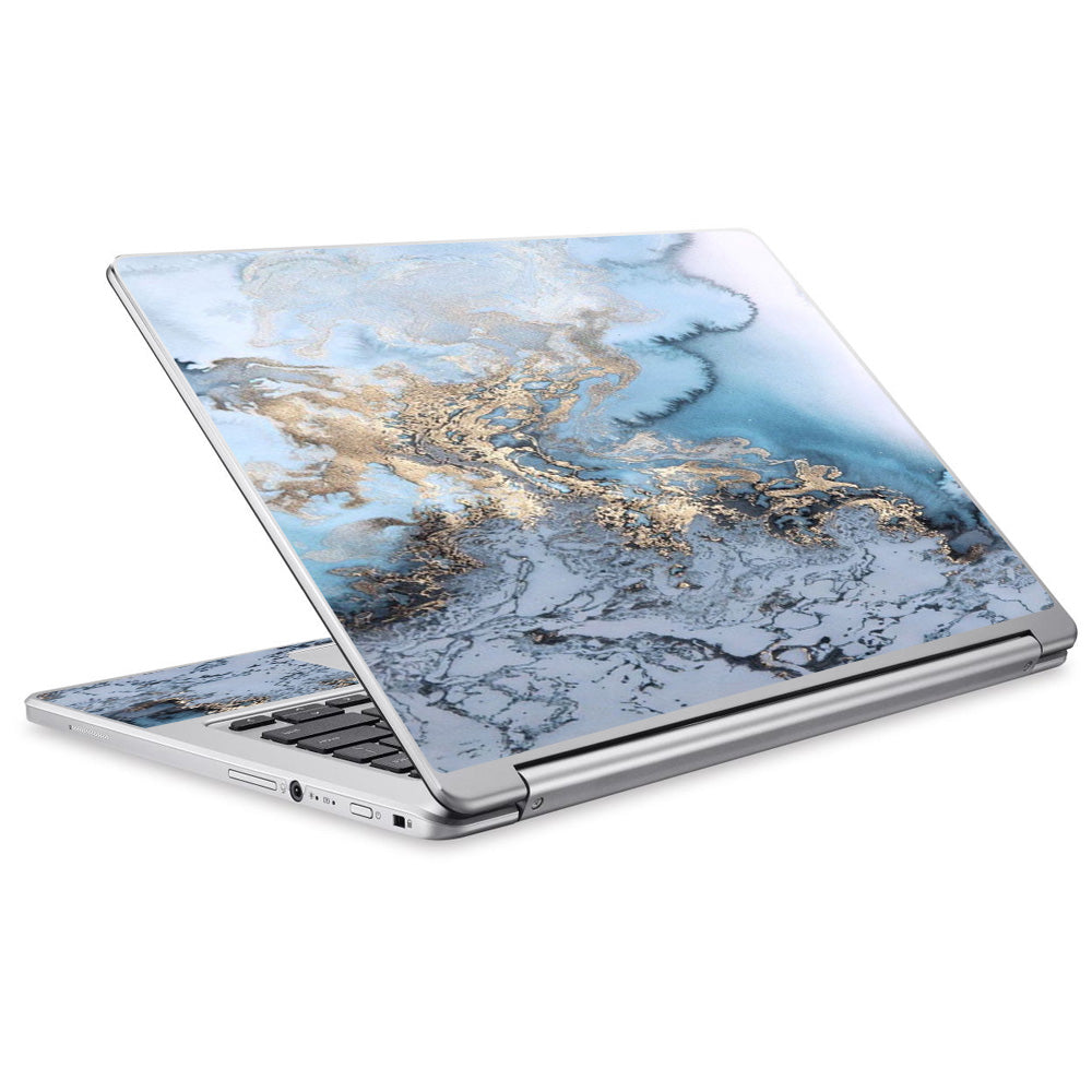  Blue Gold Grey Marble Pattern Clouds  Acer Chromebook R13 Skin