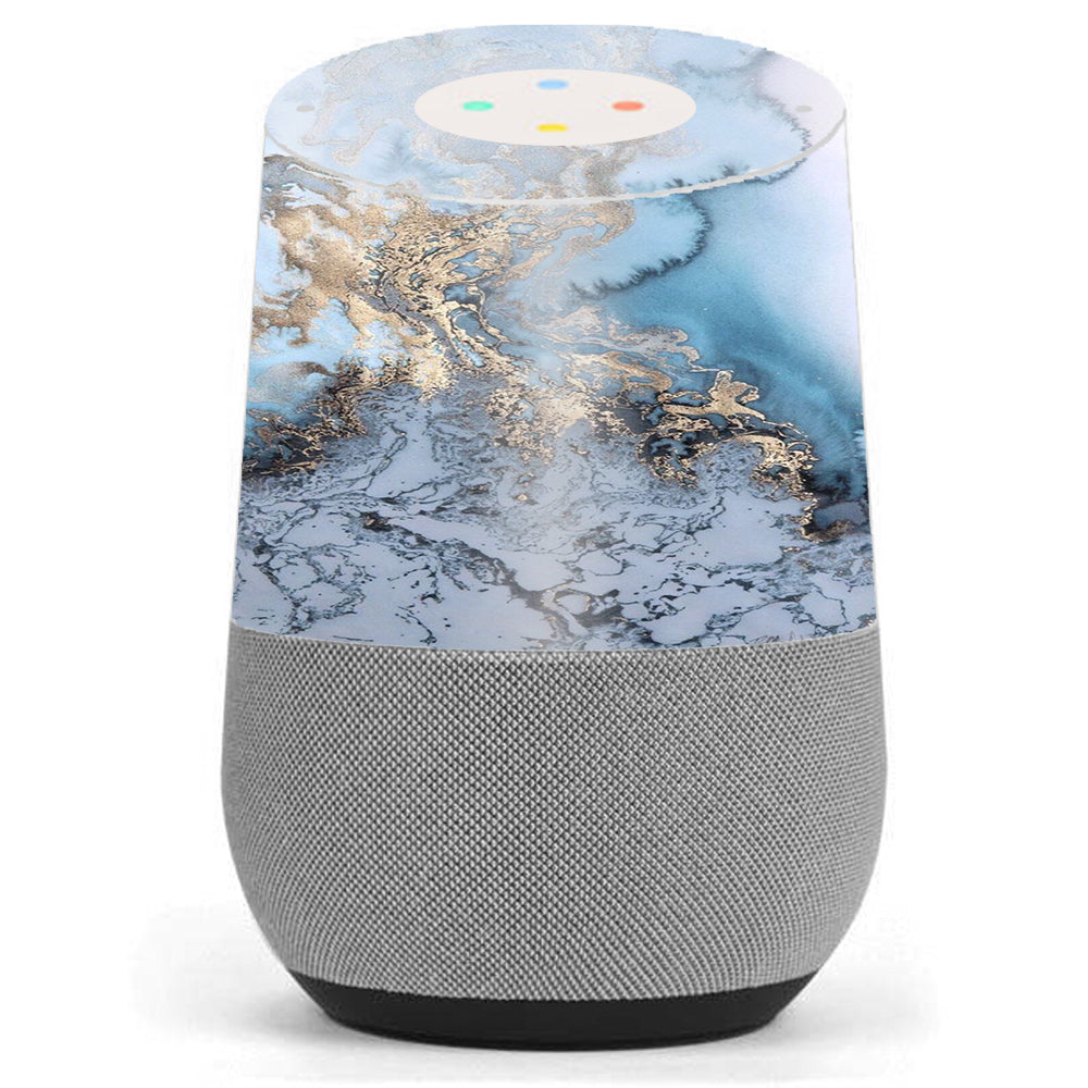  Blue Gold Grey Marble Pattern Clouds Google Home Skin