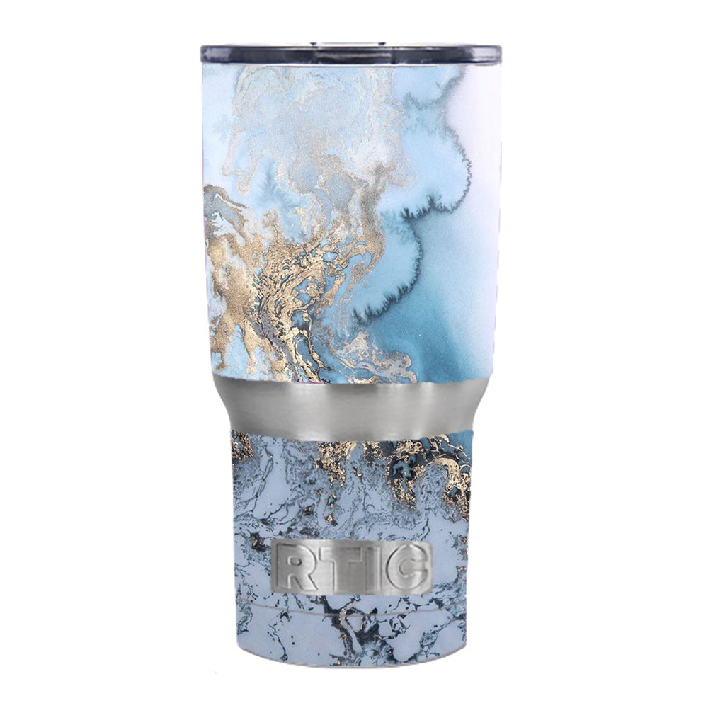  Blue Gold Grey Marble Pattern Clouds RTIC 20oz Tumbler Skin