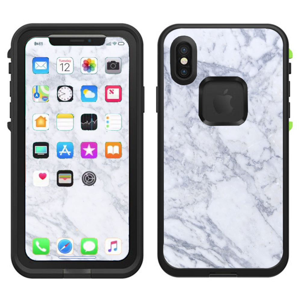  Grey White Standard Marble Lifeproof Fre Case iPhone X Skin