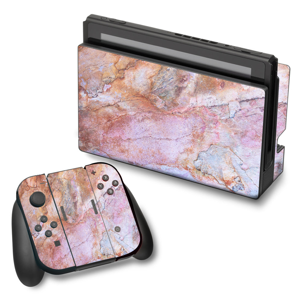  Rose Peach Pink Marble Pattern Nintendo Switch Skin