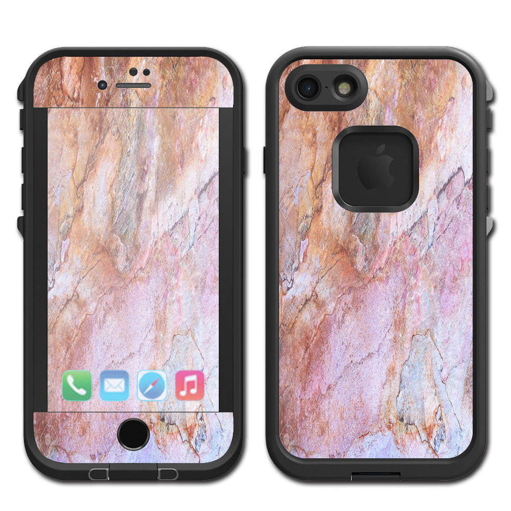  Rose Peach Pink Marble Pattern Lifeproof Fre iPhone 7 or iPhone 8 Skin