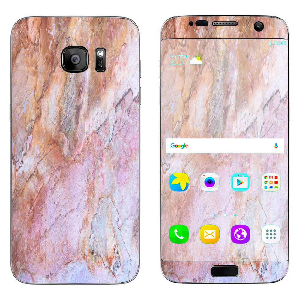  Rose Peach Pink Marble Pattern Samsung Galaxy S7 Edge Skin